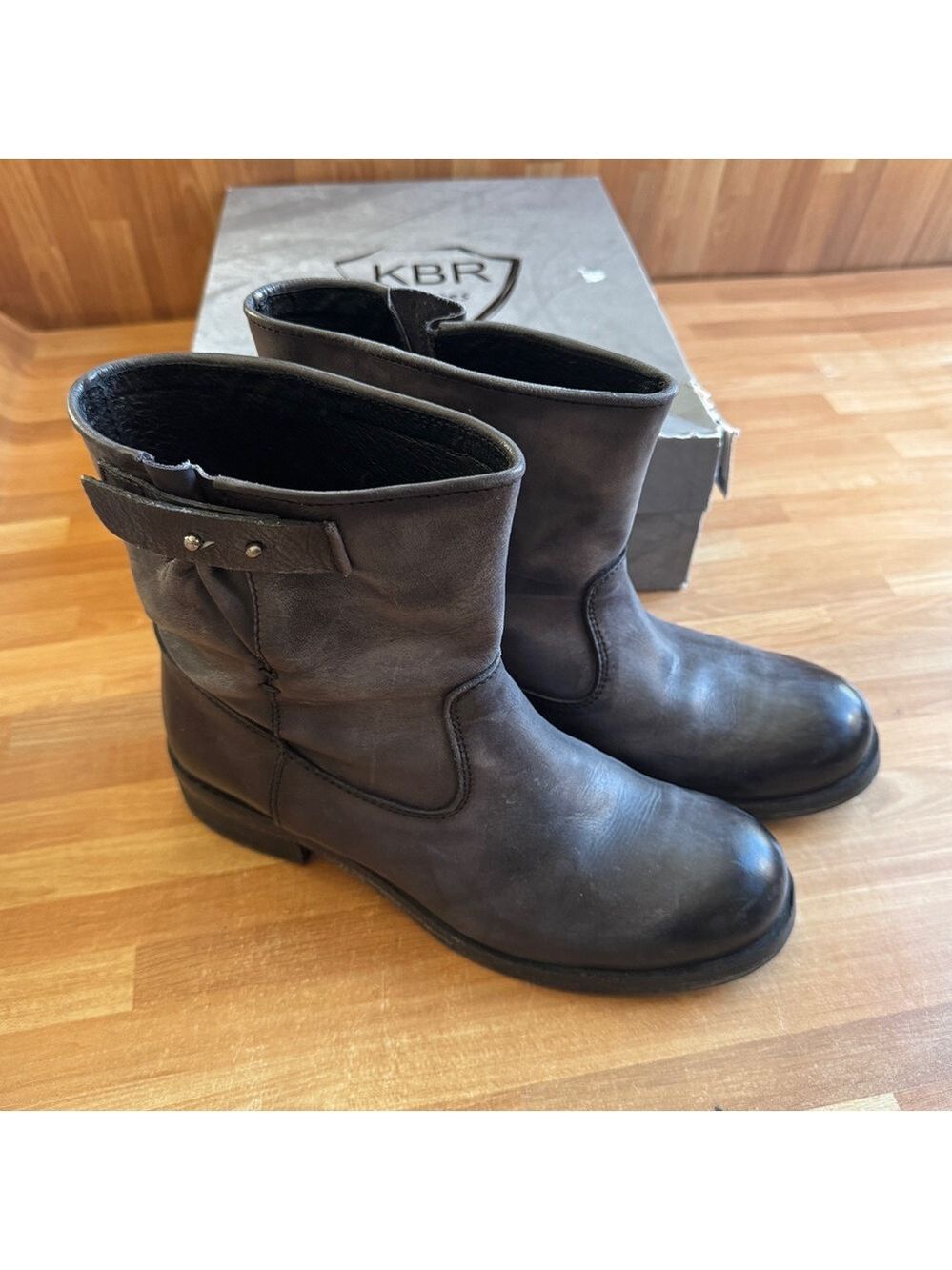 KBR Black Italian Leather Moto Boots. Vero Cucio size 39